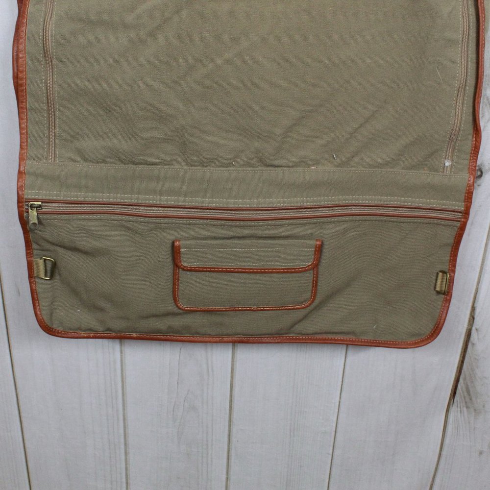 LL BEAN Brown Canvas Garment Travel Bag - Picture 7 of 12